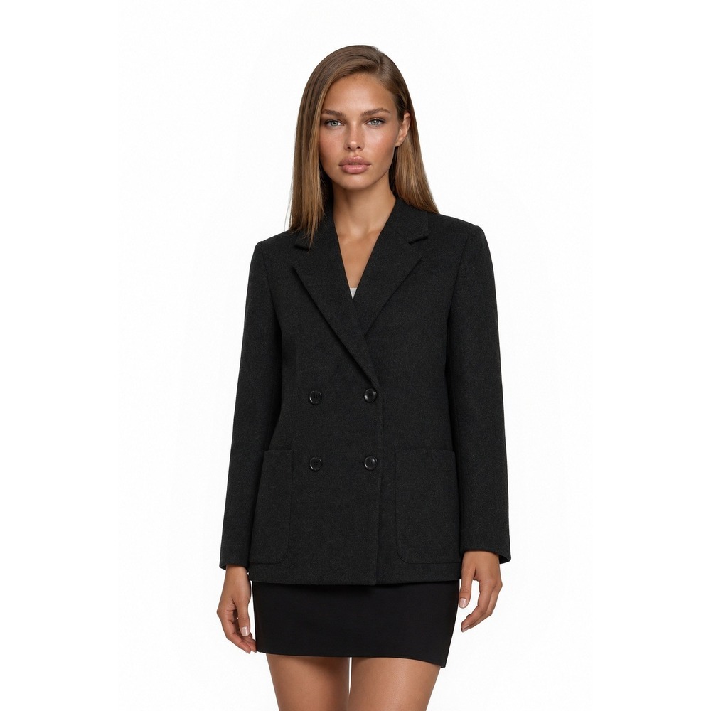 Madewell‎ Pea Coat Women's Size Medium Charcoal Wool Blend Double Breasted